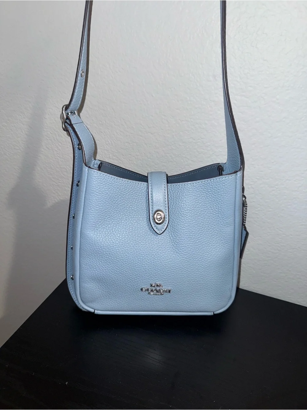 Coach Hadley mini Pebbled Leather Crossbody Bag in Light Blue
